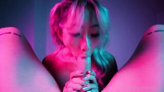 Aeries Steele Sucks Cock In A Neon Room