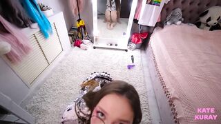 Nerdy KateKuray Takes Two Massive Cumshots After A BJ