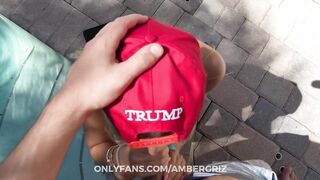 Ambie Bambi Gives A BJ In A MAGA Hat For A Messy Facial