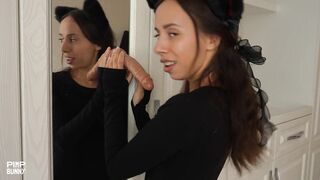 Pantera Nika Catgirl Sucks A Dildo In Front Of The Mirror