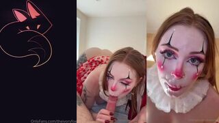Ivory Fox Gives A Sloppy Blowjob As A Clown