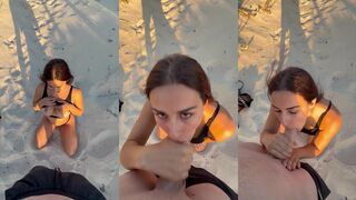 Brunnettebaby Gives A Blowjob In The Beach