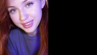 Redhead Honey Sasha  With Blue Eyes In A Net Passionately Rides A Creamy Dildo
