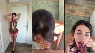 Emily Black Takes A Huge Cumload On Her Face After Sucking Cock